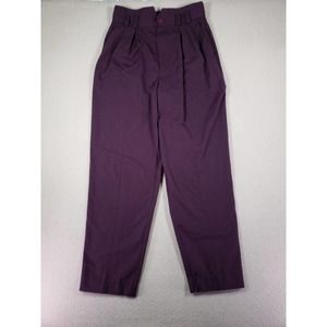 String Bean Pants Womens 12 Pleated Purple Polyester High Rise Made In USA‎ VTG
